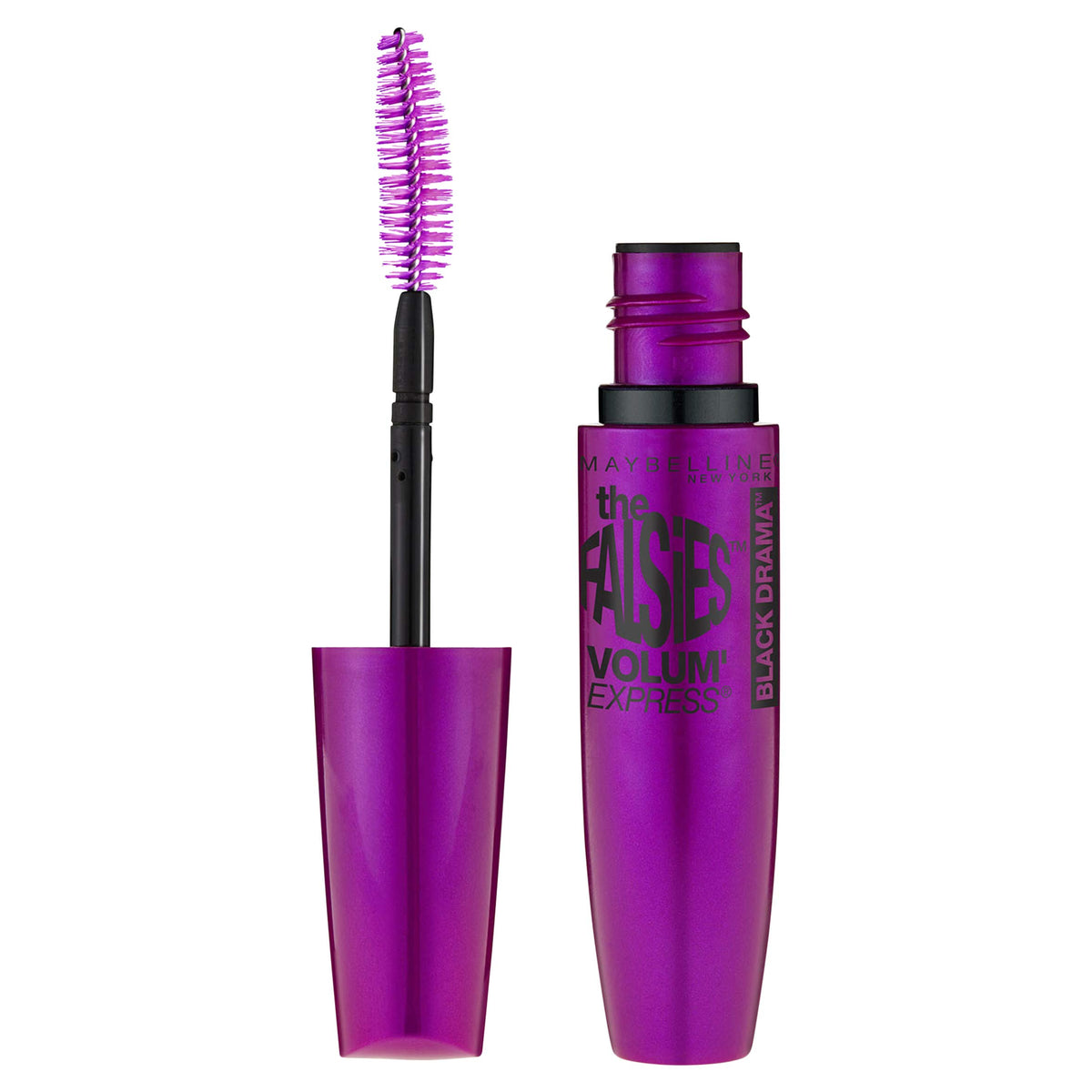 Maybelline The Falsies carbon black pigments define lash color for night looks.