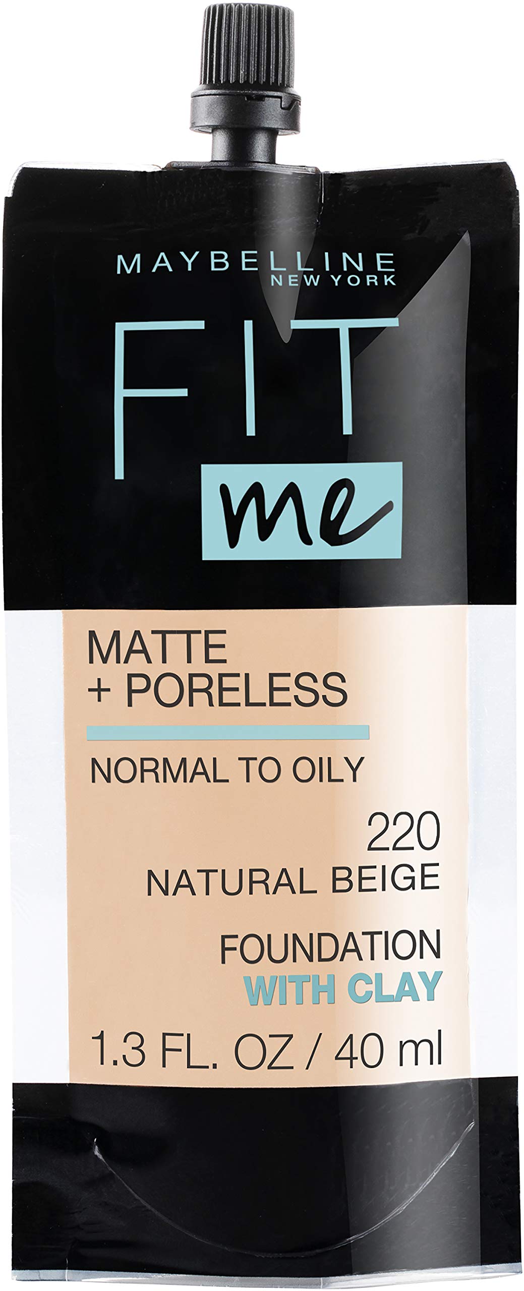 Maybelline Fit Me Matte + Poreless bottle with precision spout for easy, waste-free application.