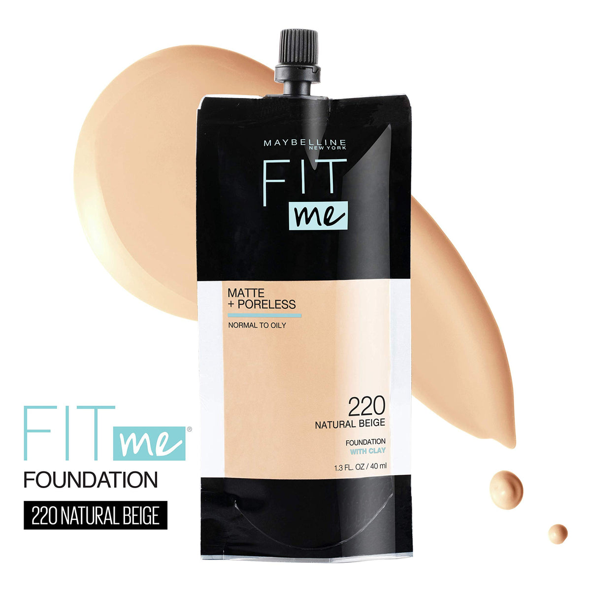 Close-up of foundation texture showing pores blurred for a natural matte finish by Maybelline Fit Me.