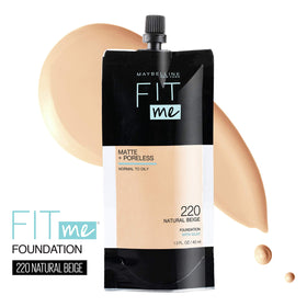 Close-up of foundation texture showing pores blurred for a natural matte finish by Maybelline Fit Me.