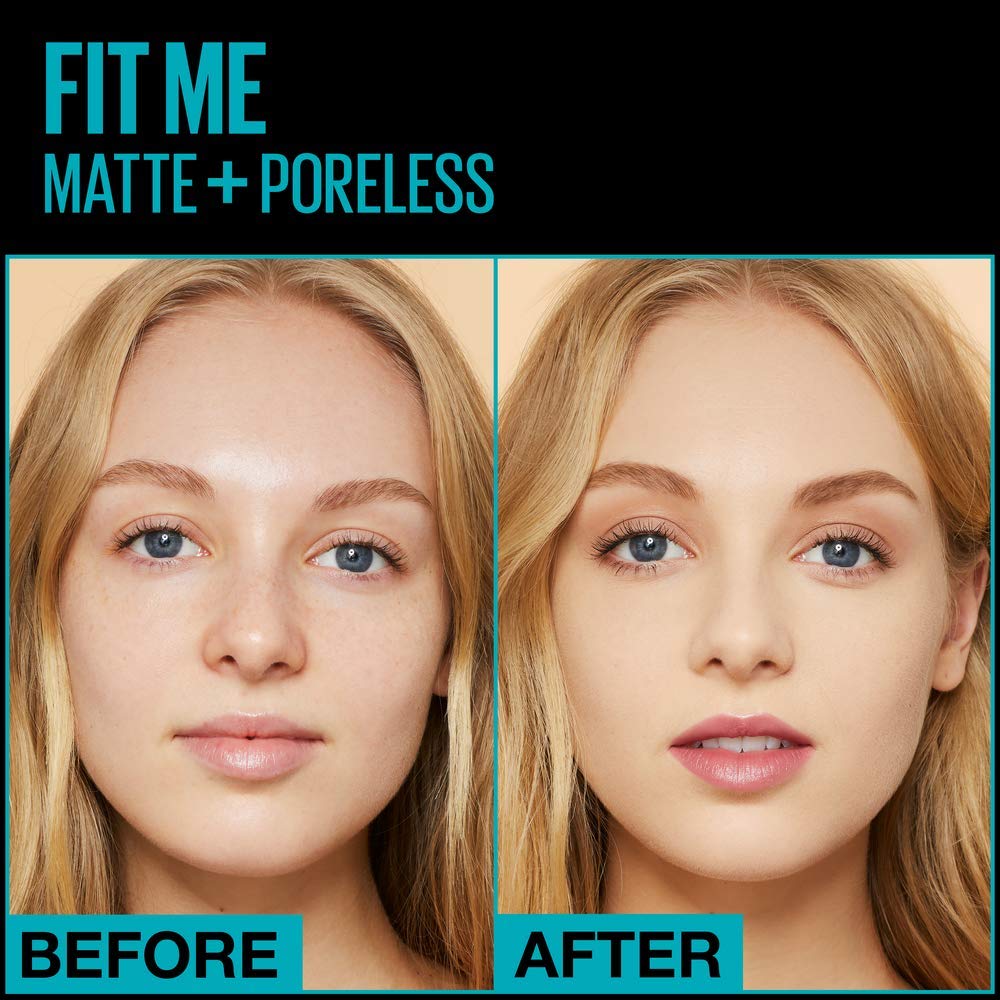 Pore-blurred effect on cheek with Maybelline Fit Me Matte + Poreless.