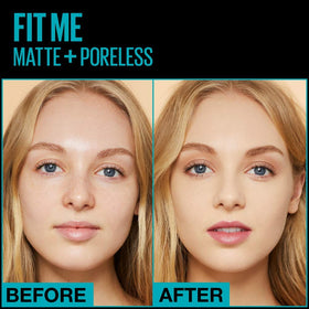 Pore-blurred effect on cheek with Maybelline Fit Me Matte + Poreless.