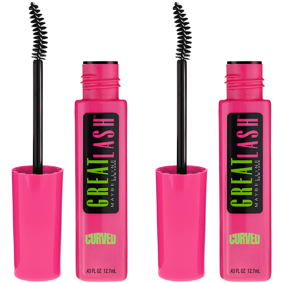 Maybelline Great Lash Curved Brush Mascara bottle ready for curl and lift