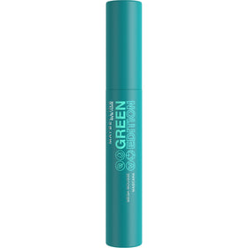Maybelline Green Edition Mega Mousse Mascara wand-brush shows bio-based fibers for dramatic lashes.