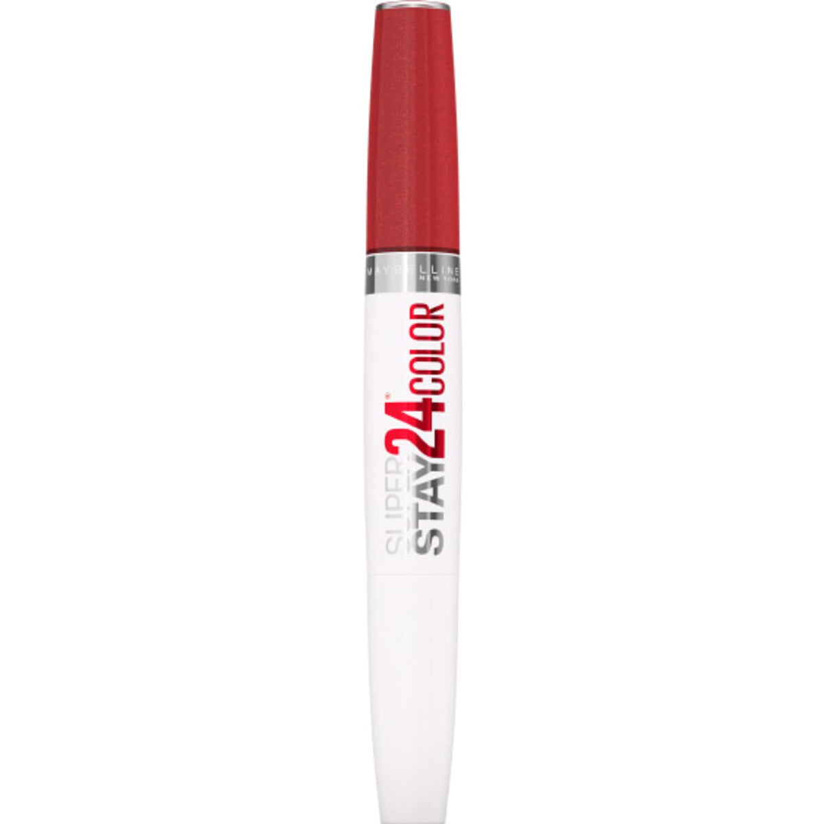 Maybelline Super Stay 24 Brooklyn Sunset swatches show vivid color with long-lasting wear.