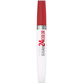 Maybelline Super Stay 24 Brooklyn Sunset swatches show vivid color with long-lasting wear.