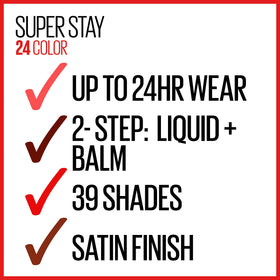 Maybelline Super Stay 24 Brooklyn Sunset glossy-glide finish for comfortable lips.