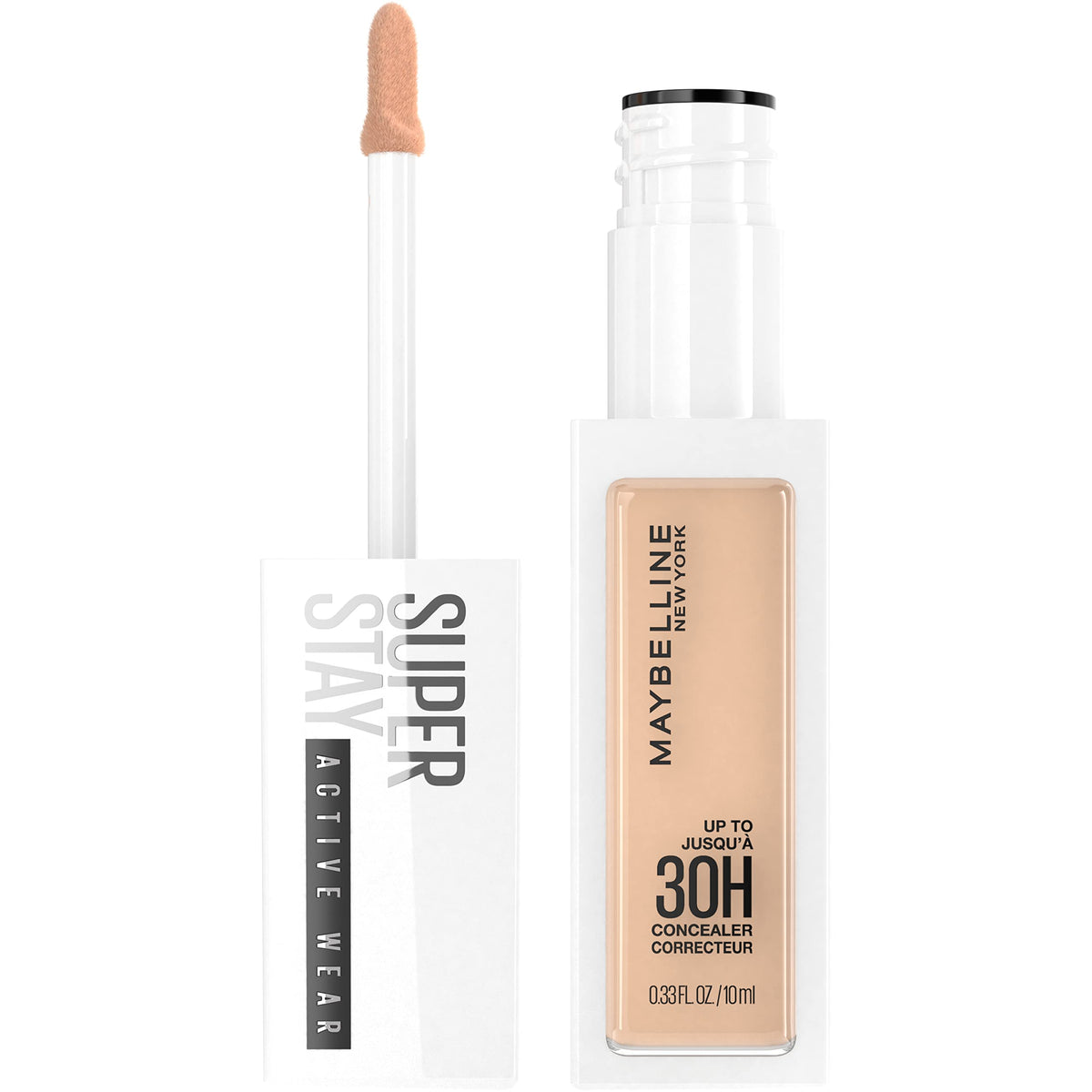 Maybelline Super Stay Active Wear Concealer bottle showing long wear and natural coverage.