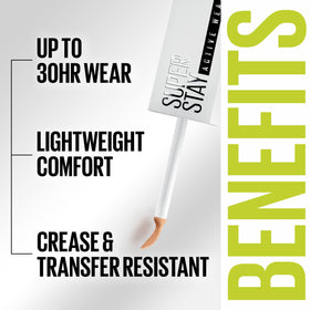 Maybelline Super Stay Active Wear Concealer natural finish blends seamlessly.