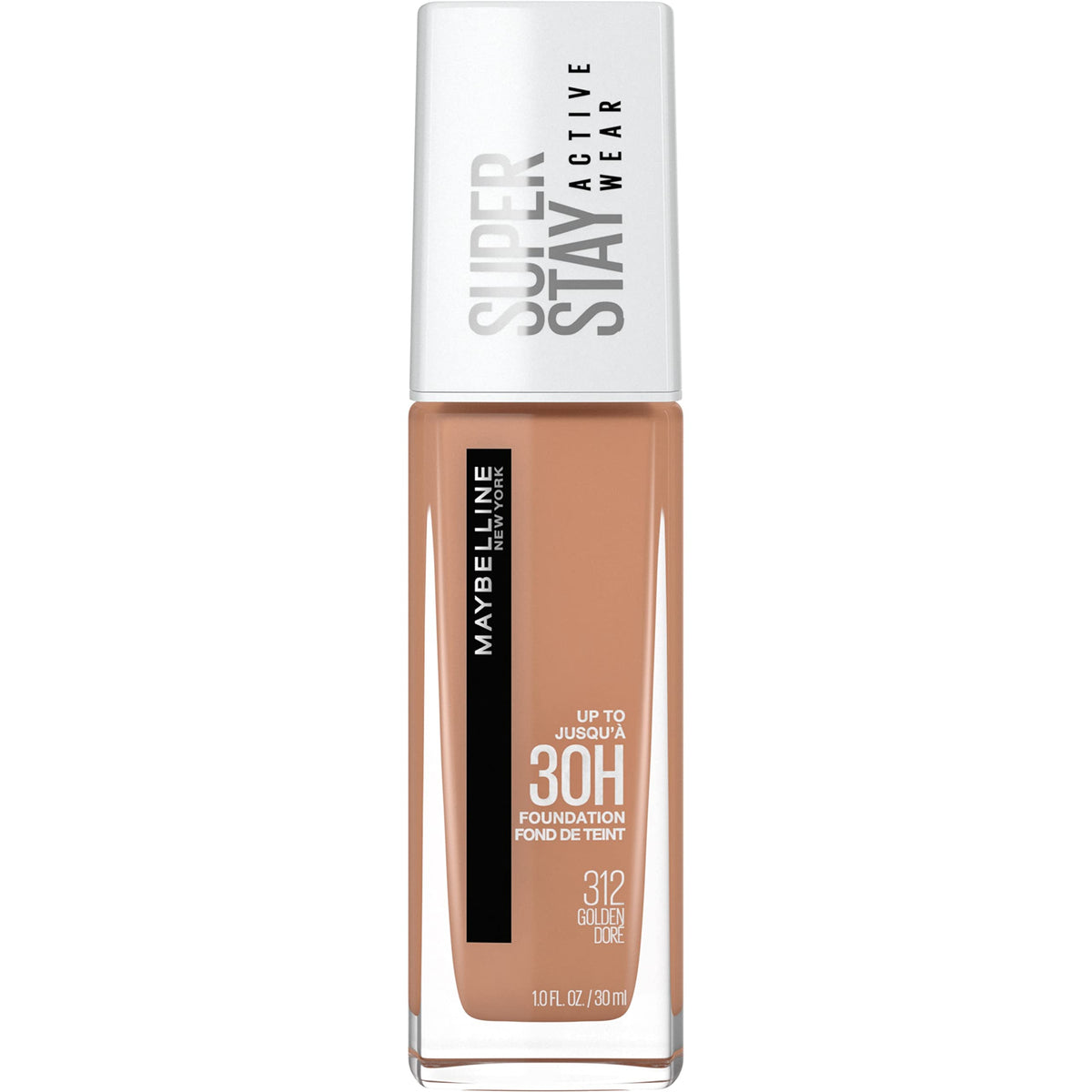 Maybelline Super Stay bottle close-up showing long-lasting coverage