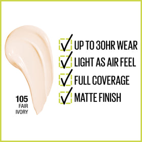 Maybelline Super Stay foundation swatches show rich pigment and even coverage