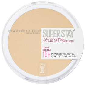 Maybelline Super Stay powder application swatch highlighting long-lasting coverage.
