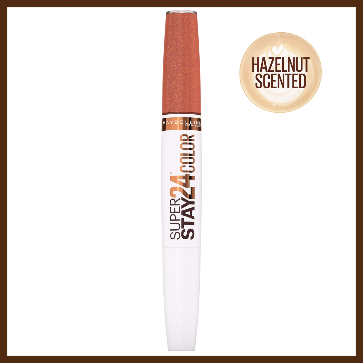 Maybelline SuperStay 24 Coffee Edition lipstick tube in rich color.