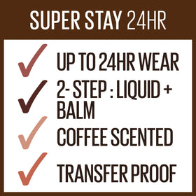 Maybelline SuperStay 24 lip balm hydrates and protects lips.
