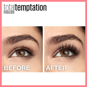 Maybelline Total Temptation wand close-up reveals whipped formula for separation.