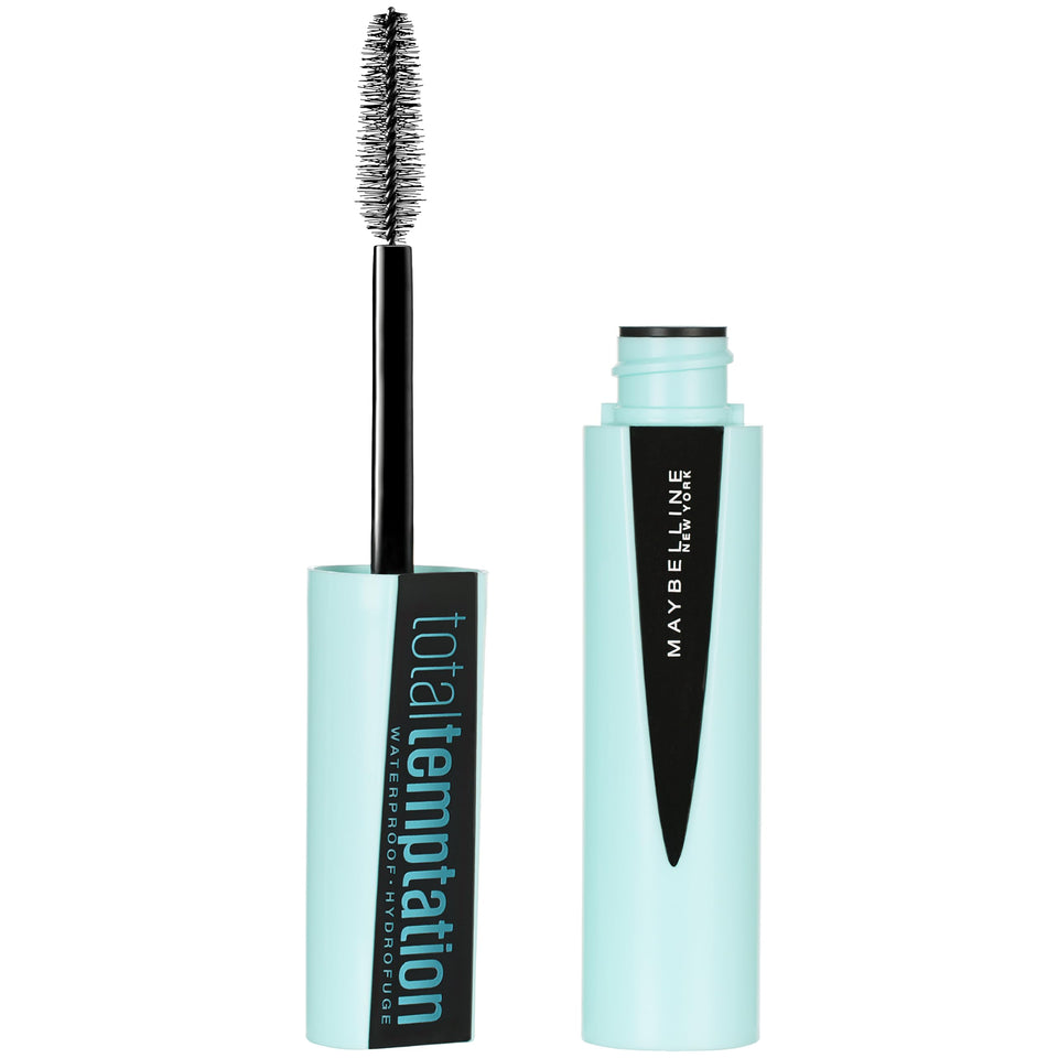 Maybelline Total Temptation Waterproof Mascara brush close up showing creamy whipped formula.