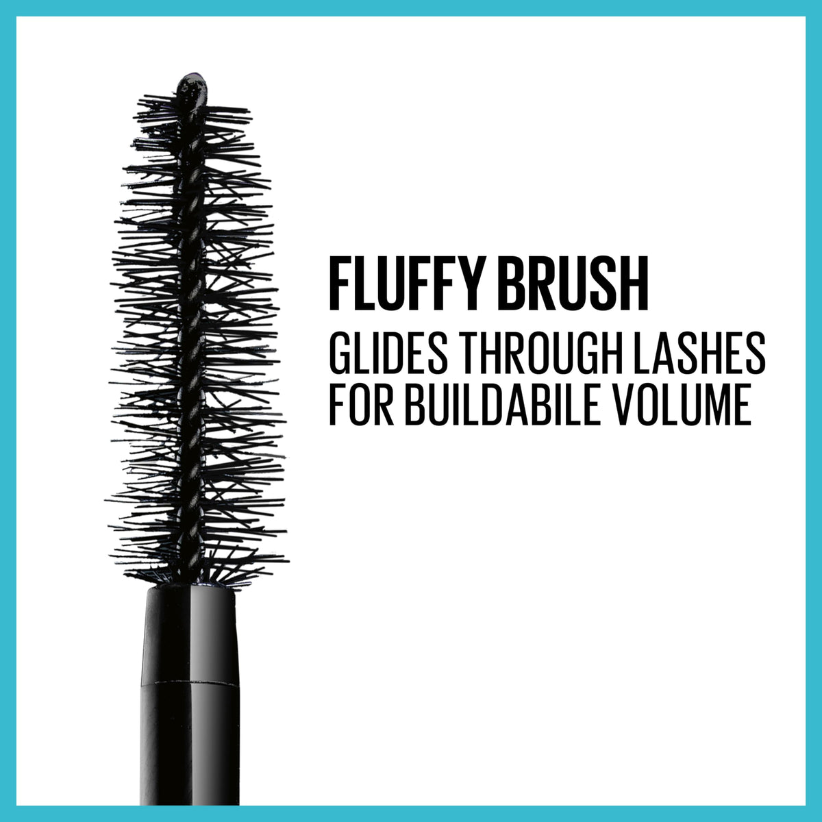 Maybelline Total Temptation Waterproof Mascara on lashes delivering bold separated volume.