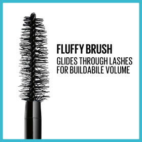 Maybelline Total Temptation Waterproof Mascara on lashes delivering bold separated volume.