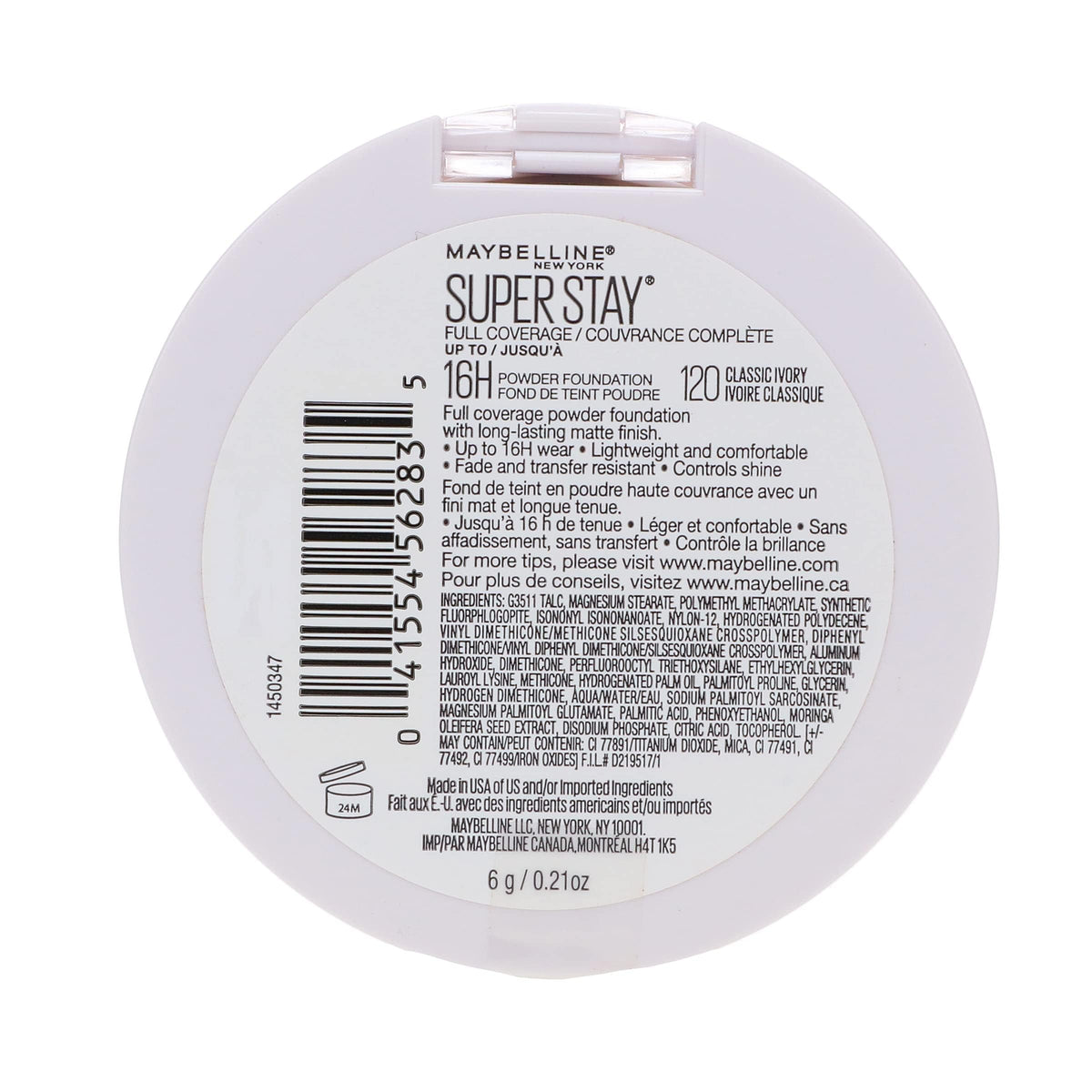 Travel-friendly Maybelline powder foundation for daytime touch-ups