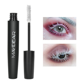 Maydear blue waterproof mascara adds vivid color and long-lasting wear for bold daytime looks.