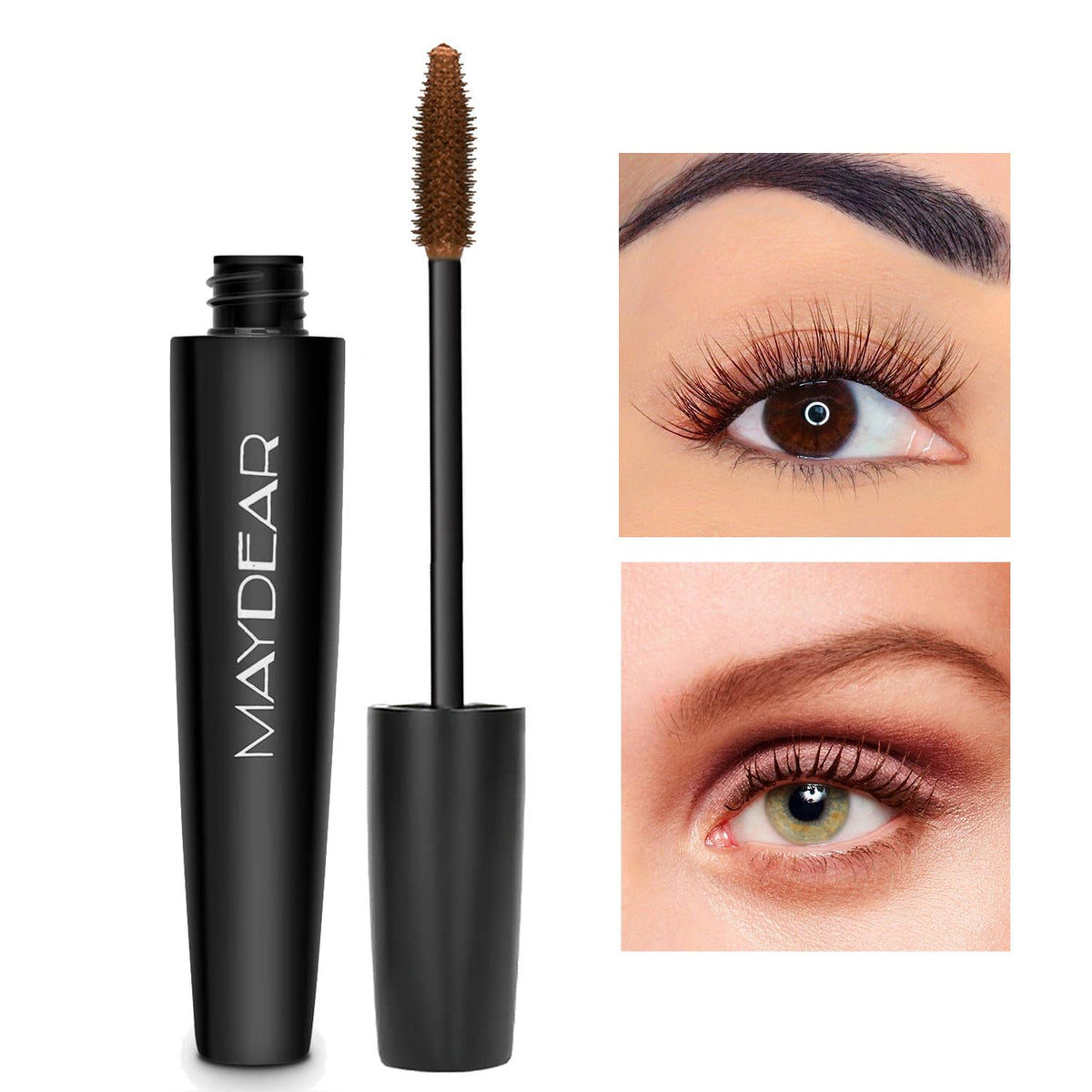 Maydear purple mascara creates pop, lifting lashes with quick-dry formula and vibrant finish.
