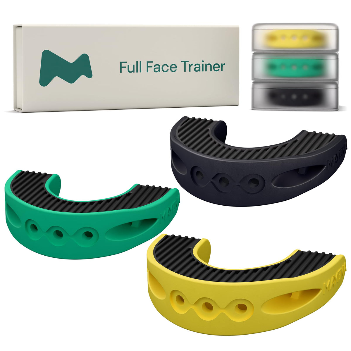 Mayena Full Face Trainer front view demonstrates compact design for discreet daily use.