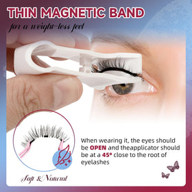 Mayhug magnetic applicator helps precise placement for quick eye makeup.