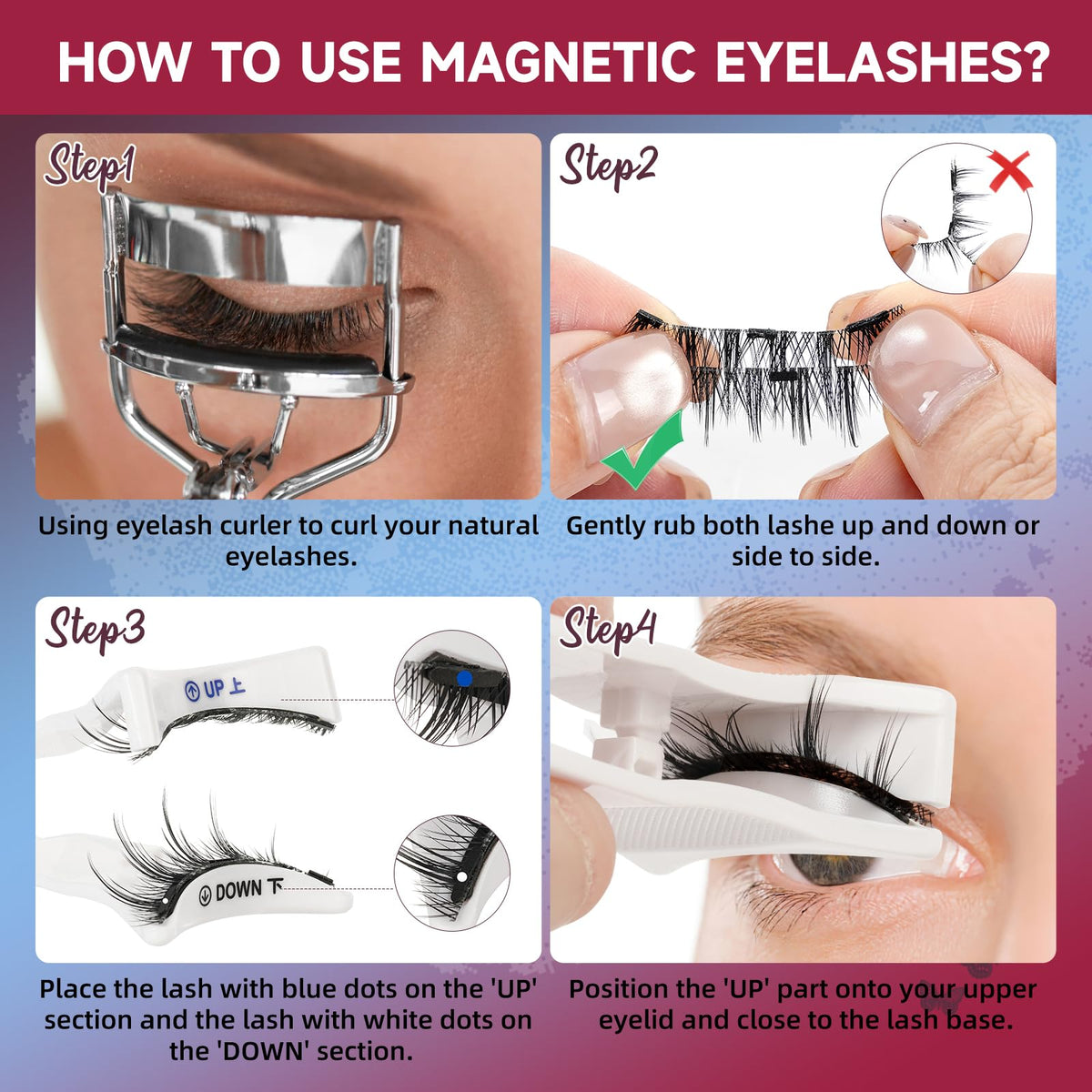 Mayhug lash close-up shows sleek magnets and lashes.