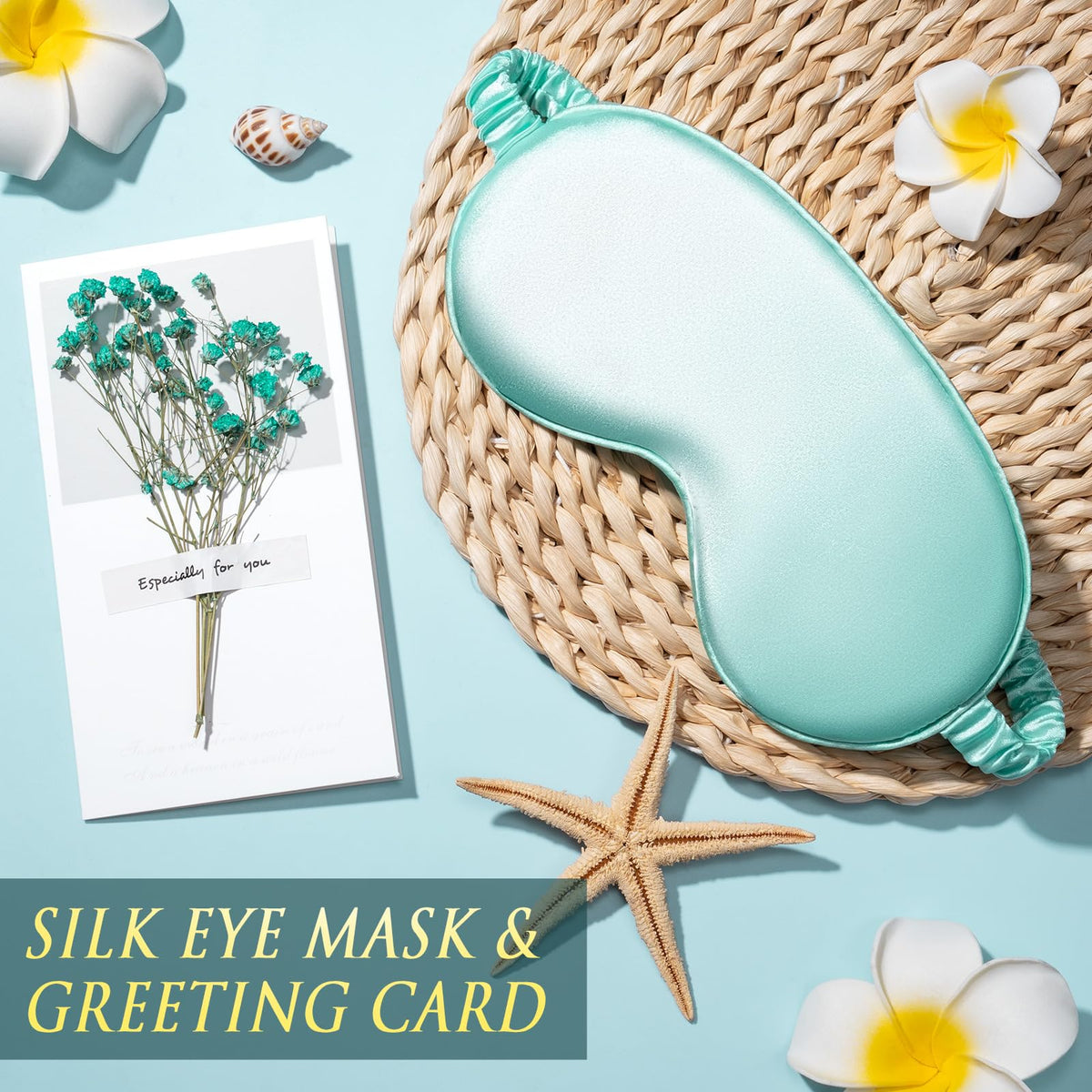 MAYICIVO dried flower card in spa gift basket for a personal message