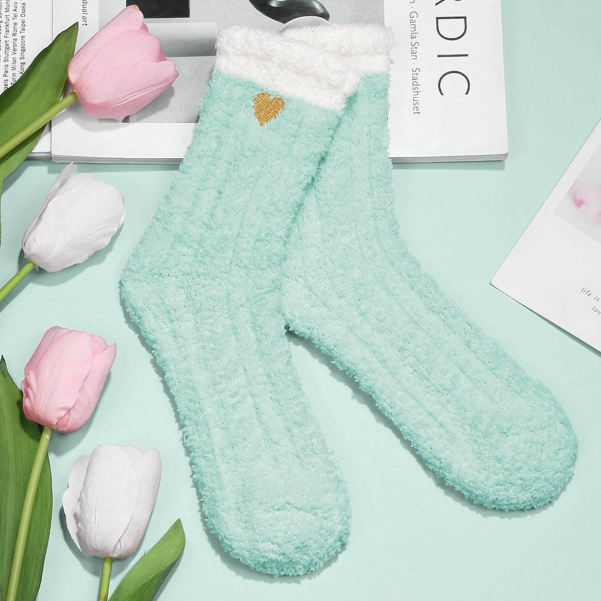 MAYICIVO soft fuzzy socks from spa gift basket for cozy comfort