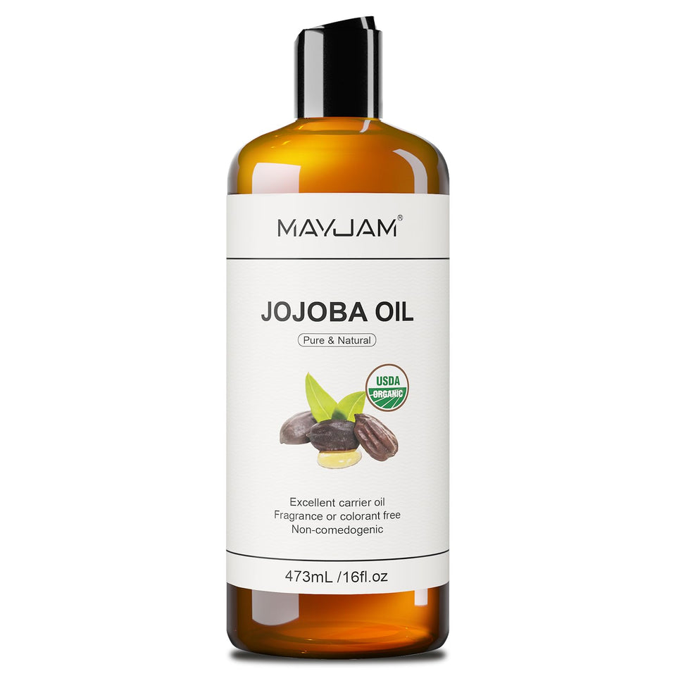 MAYJAM Jojoba Oil bottle 473ml ready for versatile skin and hair care.