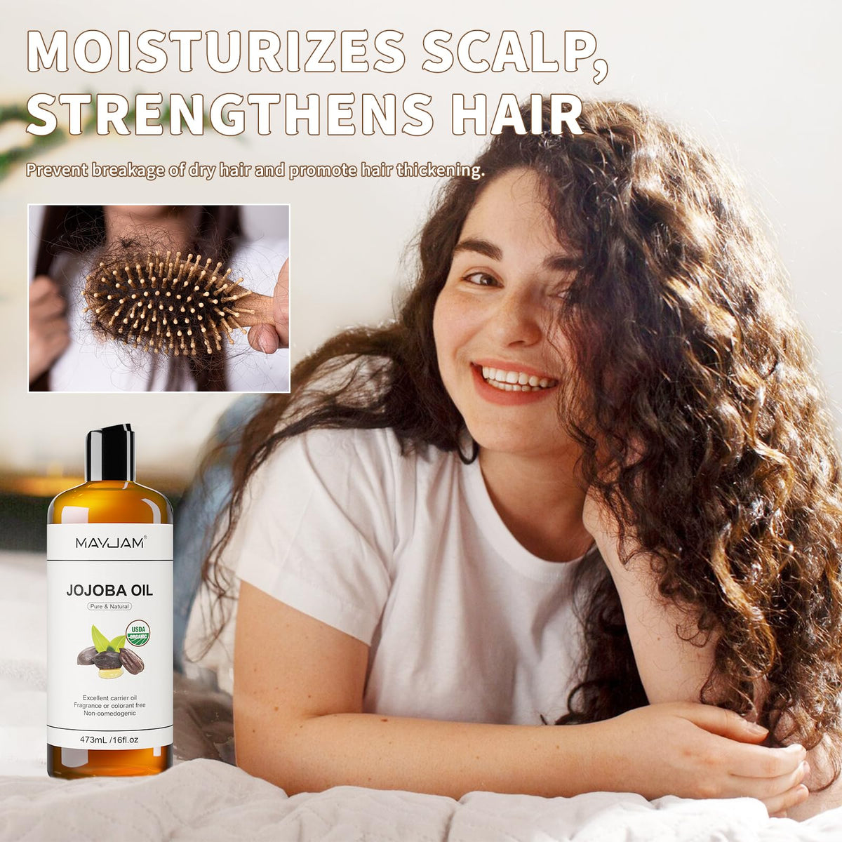 MAYJAM Jojoba Oil for nails and cuticles delivers deep moisturization.