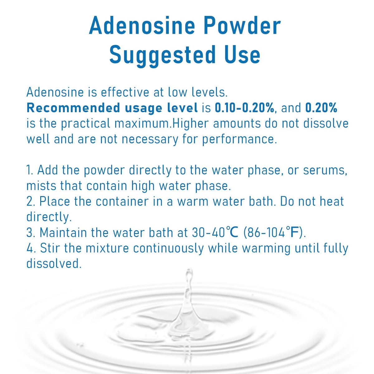 MAYKER Adenosine powder in use during skincare formulation.