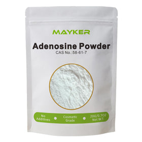MAYKER Adenosine powder packaging, clean cosmetic-grade ingredient for DIY skincare projects.