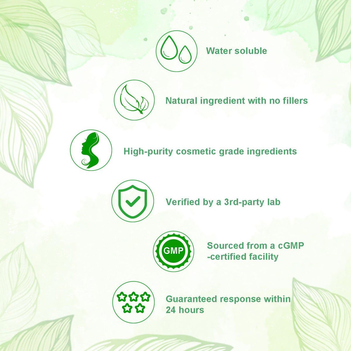 MAYKER Centella extract powder label highlights additive-free composition.