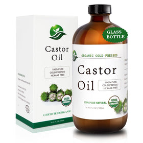 MAYLINK Castor Oil bottle front view highlighting pure organic formula for lashes.
