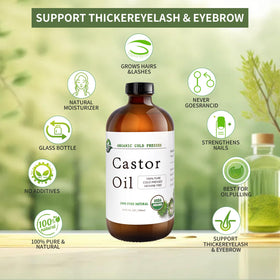 MAYLINK Castor Oil bottle pour close-up for easy lash and brow application.