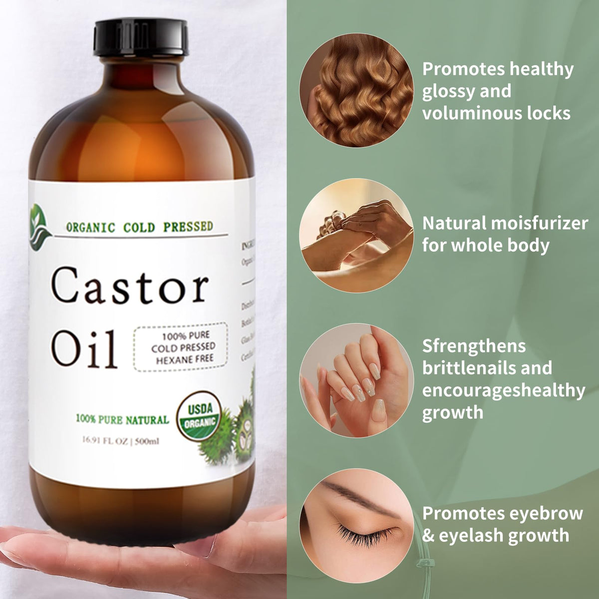MAYLINK Castor Oil bottle against a clean background suitable for facial care.