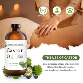 MAYLINK Castor Oil applied to hair ends for conditioning and shine.