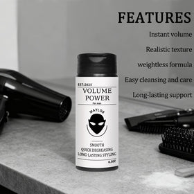 MAYLOR powder helps hair resist humidity for lasting hold.