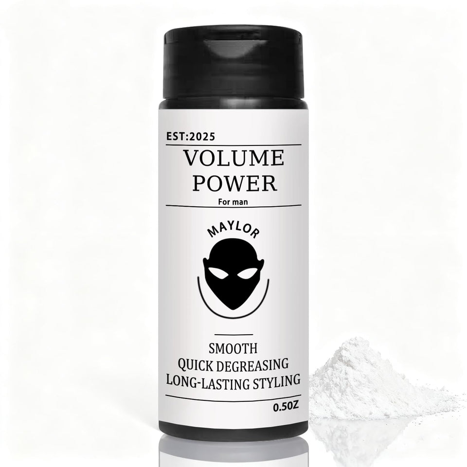 MAYLOR Men's textured powder bottle for instant lift and matte finish.