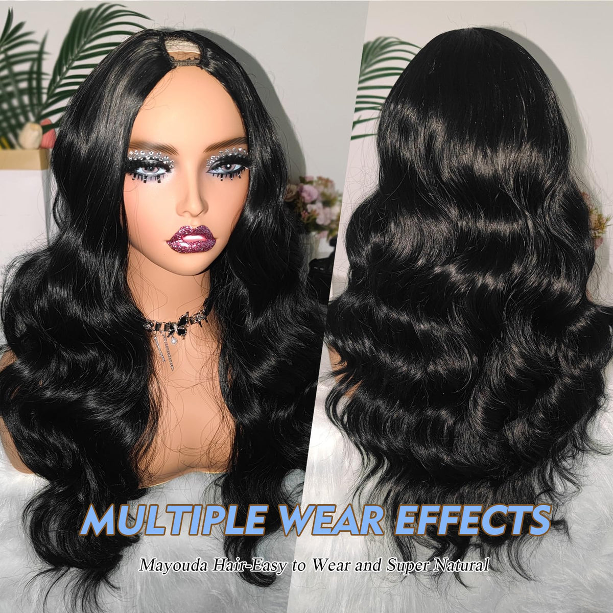 Mayouda V Part Wig provides a natural hairline and scalp appearance.