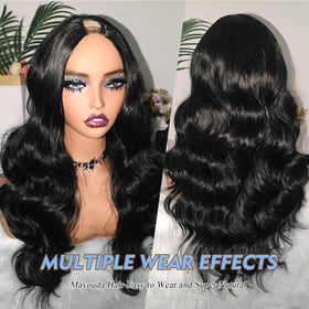 Mayouda V Part Wig provides a natural hairline and scalp appearance.