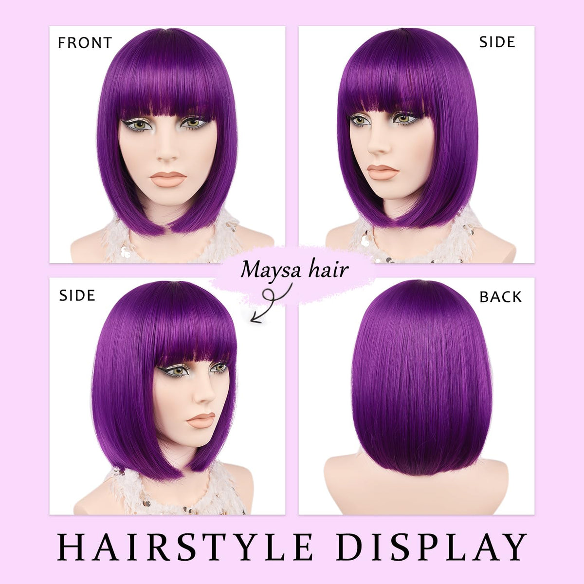 MAYSA Purple Bob Wig color-forward look ideal for cosplay