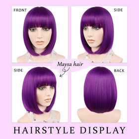 MAYSA Purple Bob Wig color-forward look ideal for cosplay