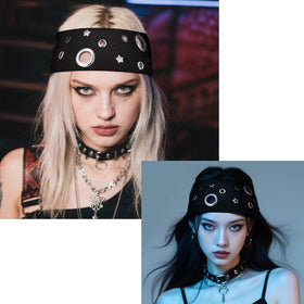 Maysing headband hollow-out eyelets in black from the side for flexible fit