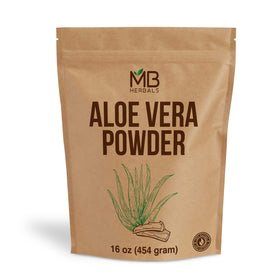 MB Herbals Aloe Vera Powder jar shows premium packaging and 1 lb convenience for DIY blends.