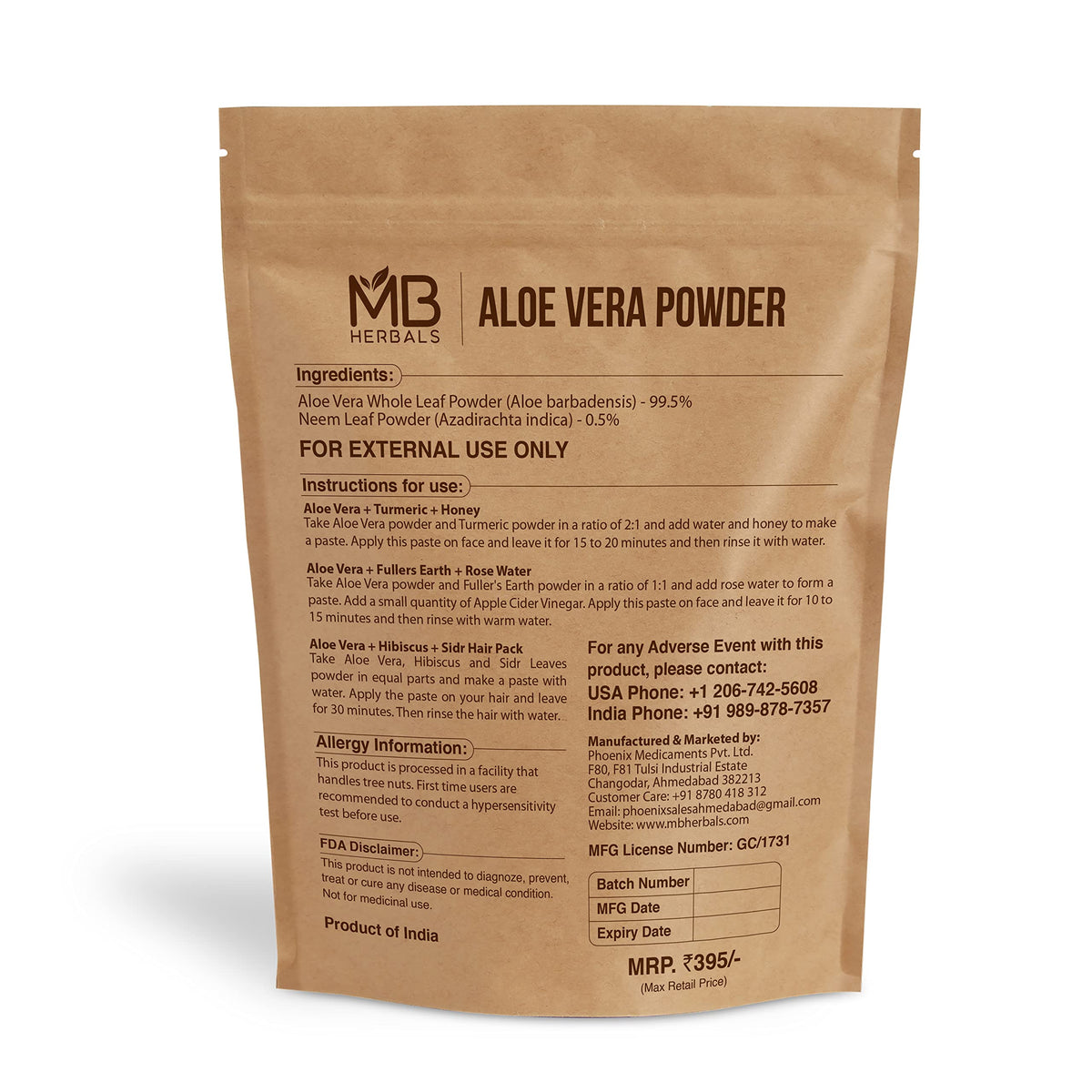 MB Herbals Aloe Vera Powder texture close-up ideal for skin and hair care routines.