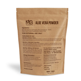 MB Herbals Aloe Vera Powder texture close-up ideal for skin and hair care routines.