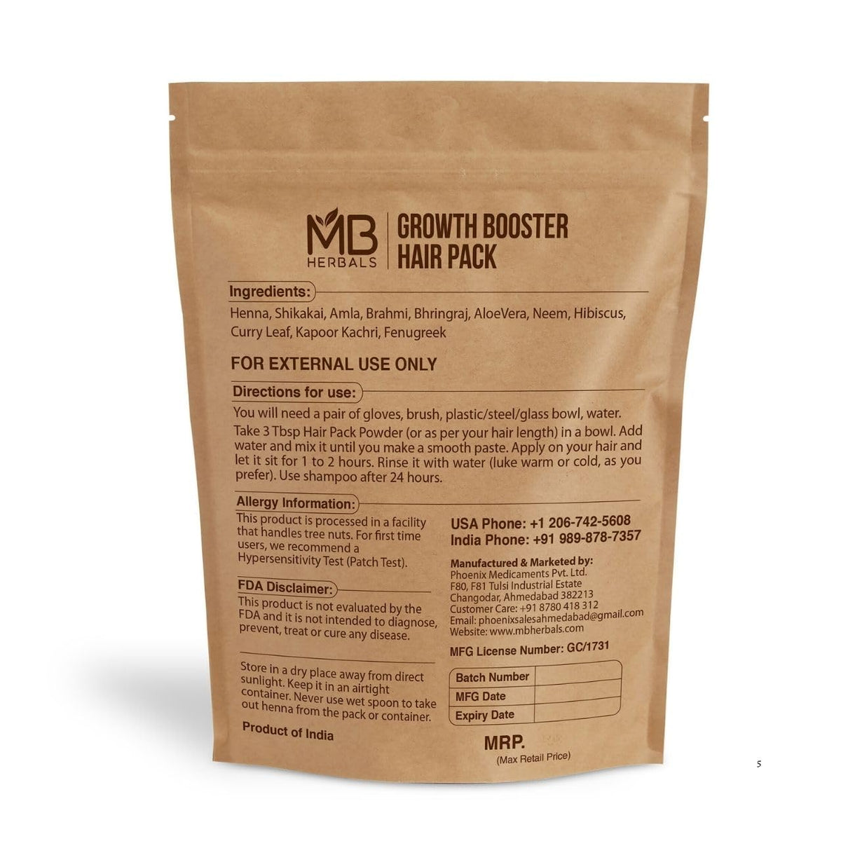 MB Herbals Growth Booster Hair Pack application shows ready-to-use paste for easy hair care